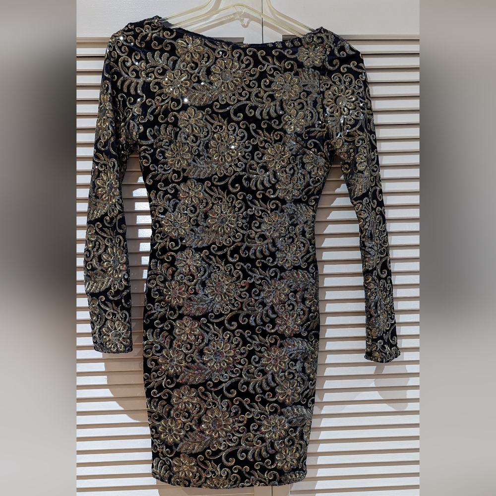 L'atiste - Amy sequin navy blue with floral design